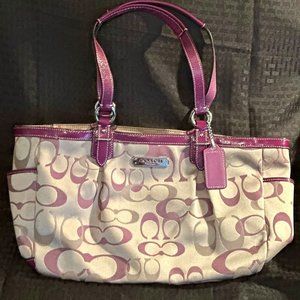 Authentic Purple/Tan/Gold Coach Tote